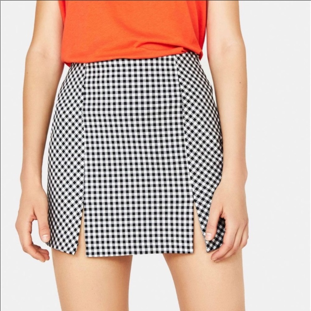 Gingham print mini skirt